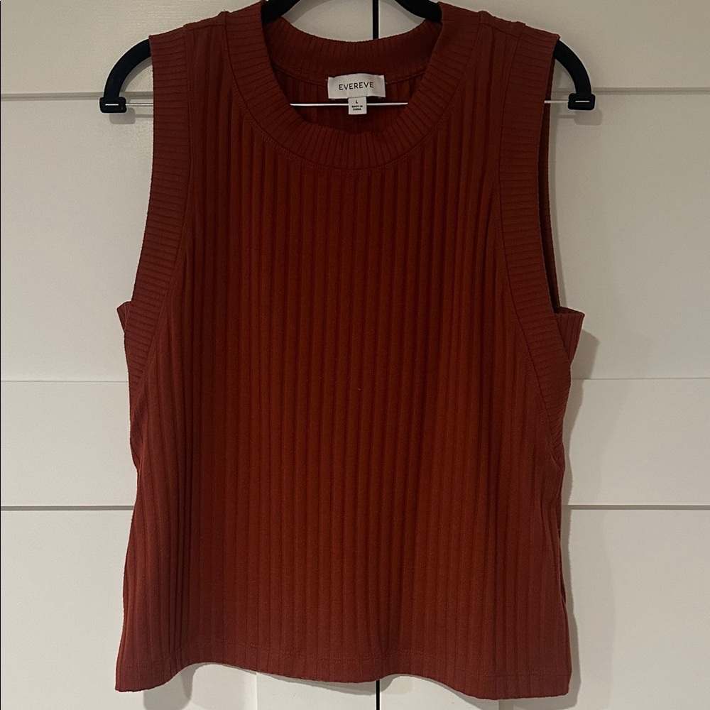Evereve Ribbed Tank Top - rust color